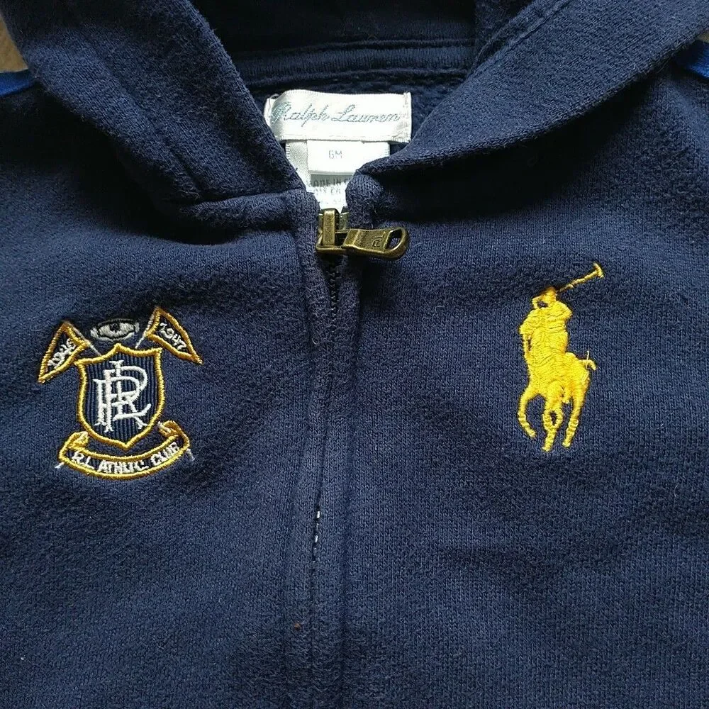 Ralph Lauren Sweatshirt Jacket Hoodie Pants Belt Boys 6M Blue Big Pony Zip Lot 3